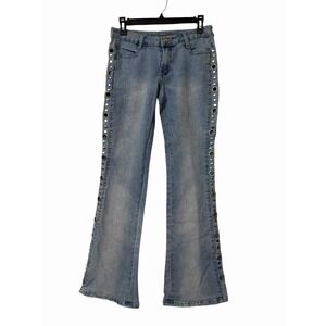 J Secret Jeans Light Wash Studded Grommet Flare Bootcut Size 28